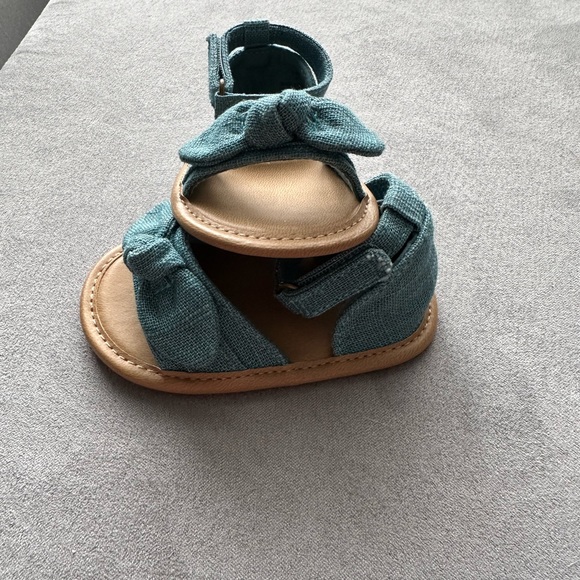 Linen style bow-tie sandals - 3-6Months - Blue - Picture 2 of 5